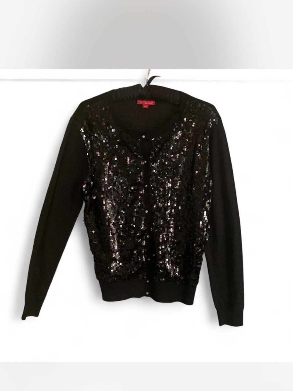 Whimsigoth Glam Party Sequins New York & Company Black Sparkly Cardigan size L